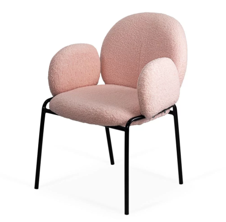 Scaun bucatarie BUC 281 boucle crem, roz, gri cu cadru metalic [1]