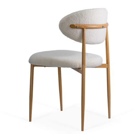 Scaun dining elegant cu tapiterie boucle si cadru metalic aspect lemn [1]