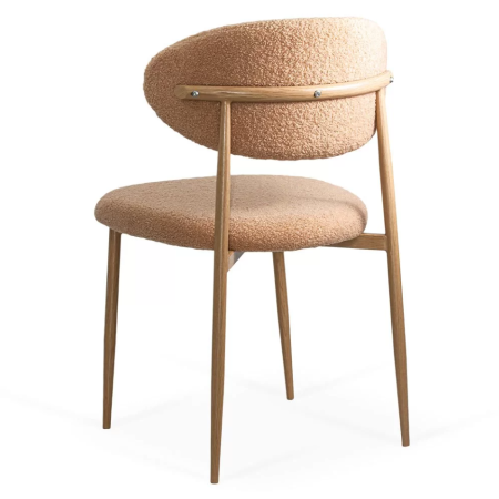 Scaun dining elegant cu tapiterie boucle si cadru metalic aspect lemn [1]