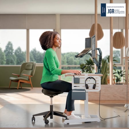 Scaun ergonomic Leitz Ergo cu roți, șezut tip șa, spumă DDF, reglabil 46–59 cm [6]