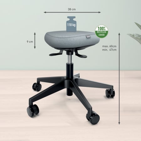 Scaun ergonomic Leitz Ergo cu roți, șezut tip șa, DSM 360°, spumă DDF Dual Density [1]