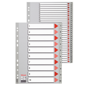 Bibliorafturi, caiete mecanice, separatoare - Separatoare Esselte plastic 1-6