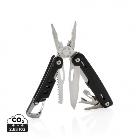 Unelte multifunctionale si bricege (multitools) - Multitool Solid cu carabiniera si 11 functii din aluminiu si inox