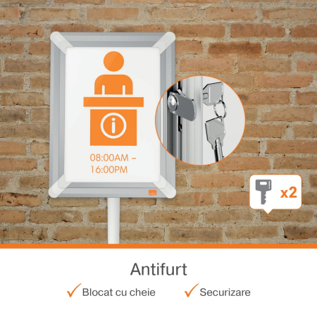 Stativ rama NOBO Premium Plus, cu cheie, A4, gri [5]