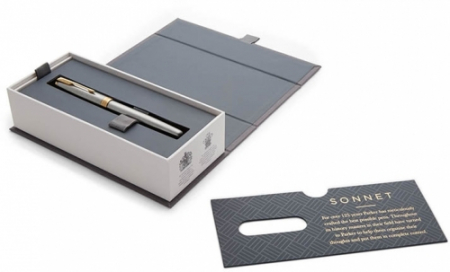 Seturi de scris Premium - Stilou Parker Sonnet Royal Stainless Steel GT, penita M