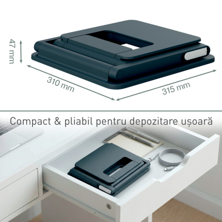 Suport ergonomic Leitz Ergo, pentru laptop, ajustabil, pozitie sezut/ in picioare, gri-carbune [6]