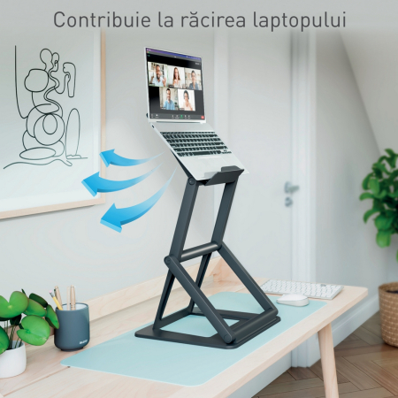Suport ergonomic Leitz Ergo, pentru laptop, ajustabil, pozitie sezut/ in picioare, gri-carbune [5]