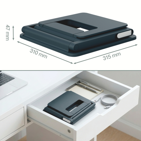 Suport ergonomic Leitz Ergo, pentru laptop, ajustabil, pozitie sezut/ in picioare, gri-carbune [3]