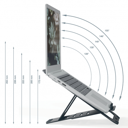 Electronice si accesorii tech - Suport Ergonomic Leitz Ergo Slim – Ajustabil, Aluminiu, Reciclabil, Gri-Carbune