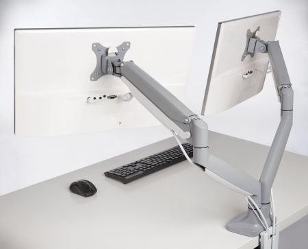 Suport pentru monitor Kensington One-Touch, cu doua brate ajustabile, alb [3]