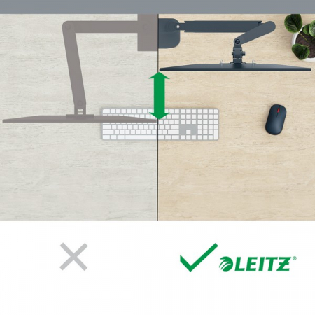Suport pentru monitor Leitz Ergo, 2 brate ajustabile si extensibile, cu fixare pe birou, gri-carbune [2]
