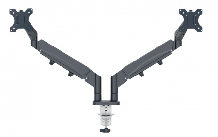 Electronice si accesorii tech - Suport pentru monitor Leitz Ergo, 2 brate ajustabile si extensibile, cu fixare pe birou, gri-carbune