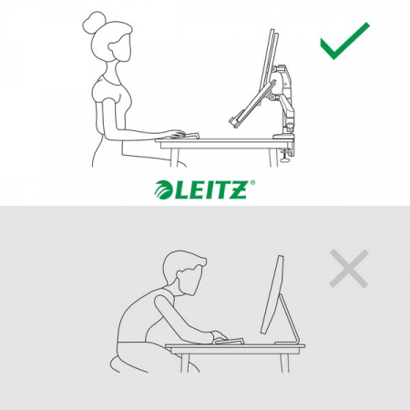 Suport pentru monitor Leitz Ergo, 2 brate ajustabile si extensibile, cu fixare pe birou, suport pentru laptop inclus, gri-carbune [6]