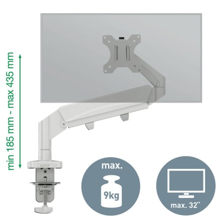 Suport pentru monitor Leitz Ergo, brat ajustabil si extensibil, cu fixare pe birou, gri [1]