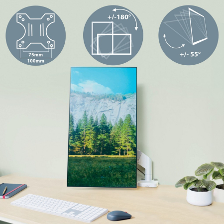 Suport pentru monitor Leitz Ergo, brat ajustabil si extensibil, cu fixare pe birou, gri [5]