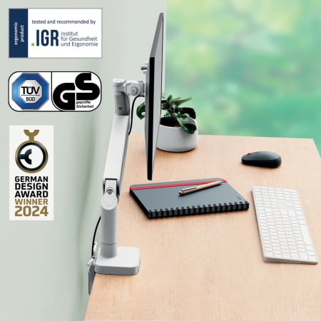 Suport pentru monitor Leitz Ergo, brat ajustabil si extensibil, cu fixare pe birou, gri [2]