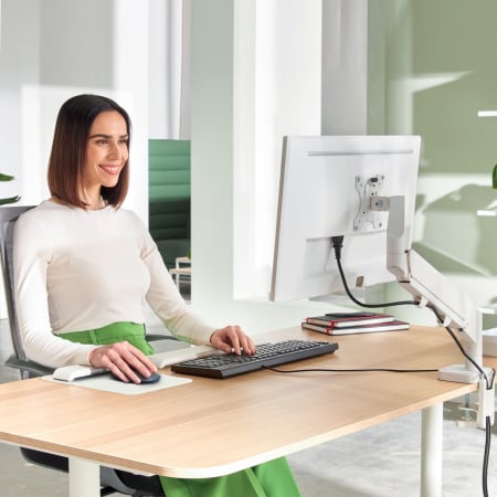 Suport pentru monitor Leitz Ergo, brat ajustabil si extensibil, cu fixare pe birou, gri [7]