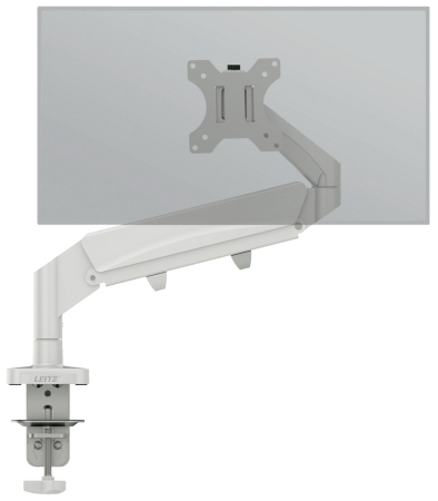 Standuri PC si suporturi ergonomice - Suport pentru monitor Leitz Ergo, brat ajustabil si extensibil, cu fixare pe birou, gri