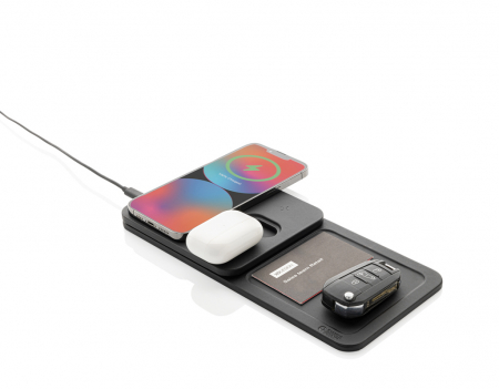 Tava de birou cu incarcare wireless 3-in-1 15W Swiss Peak, PU reciclat RCS [3]