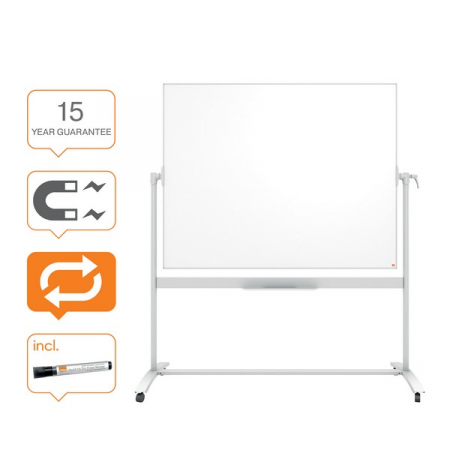 Table magnetice (whiteboard-uri) - Tabla mobila NOBO Classic, otel lacuit, 150x120 cm, magnetica, include marker si tavita