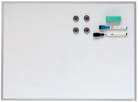 Table magnetice (whiteboard-uri) - Tabla NOBO, 58x43 cm, magnetica, include doua markere, burete si magneti, alb, rama din aluminiu