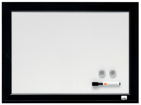 Table magnetice (whiteboard-uri) - Tabla NOBO, 58x43 cm, magnetica, include marker si magneti, alb, rama lata neagra