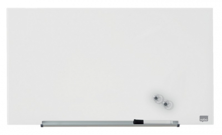 Table magnetice (whiteboard-uri) - Tabla NOBO Impression Pro Widescreen 31", sticla, 68x38 cm, magnetica, include marker, tavita si magneti