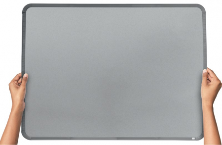 Tabla NOBO, pentru birou sau perete, 58x43 cm, magnetica, include marker si magneti, gri, rama rotunjita [1]
