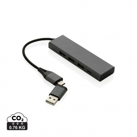 Electronice si accesorii tech - Hub USB aluminiu reciclat RCS, 3xUSB-A + 1xUSB-C – Terra