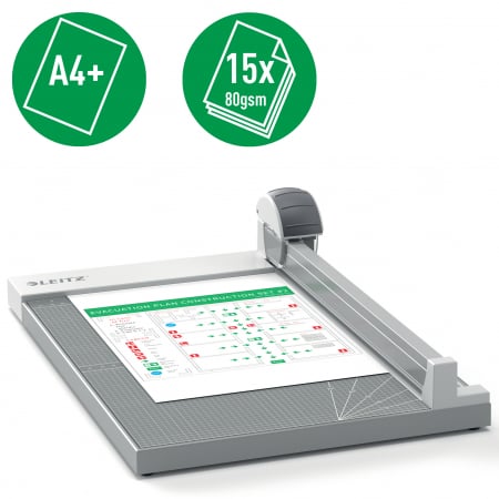 Ghilotine și Trimmere - Trimmer Leitz Office Precision, A4 MAXI, 15 coli, gri