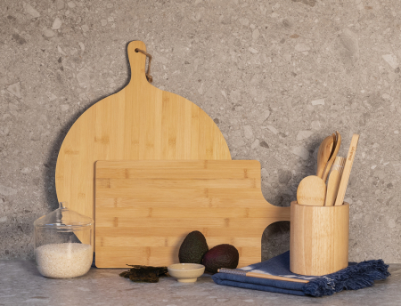 Tocator rotund Ukiyo din bambus natural 40 cm – servire eleganta, cutie cadou [8]