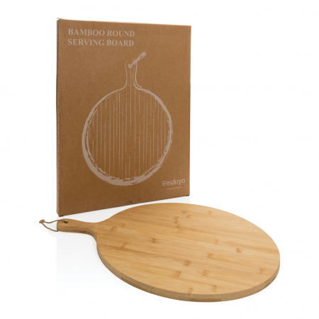 Tocator rotund Ukiyo din bambus natural 40 cm – servire eleganta, cutie cadou [11]