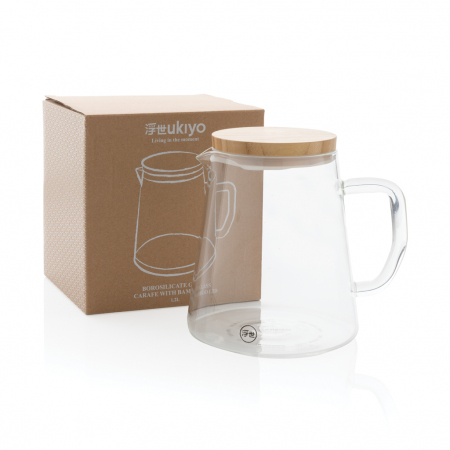 Carafa Ukiyo din sticla borosilicata cu capac bambus, 1.2L [6]