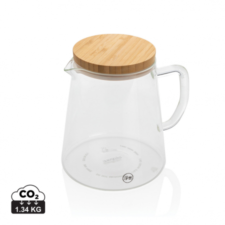 Cani si pahare - Carafa Ukiyo din sticla borosilicata cu capac bambus, 1.2L
