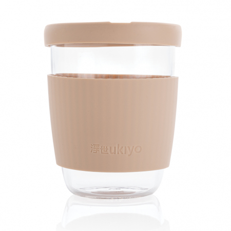 Pahar Ukiyo din sticla borosilicata cu capac si husa silicon, 360ml [2]