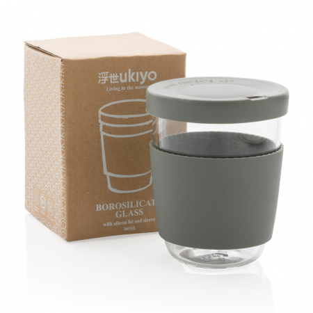 Pahar Ukiyo din sticla borosilicata cu capac si husa silicon, 360ml [8]