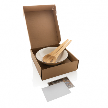 Bol de salata Ukiyo din ceramica cu tacamuri bambus – pictat manual, 25.5 cm [10]