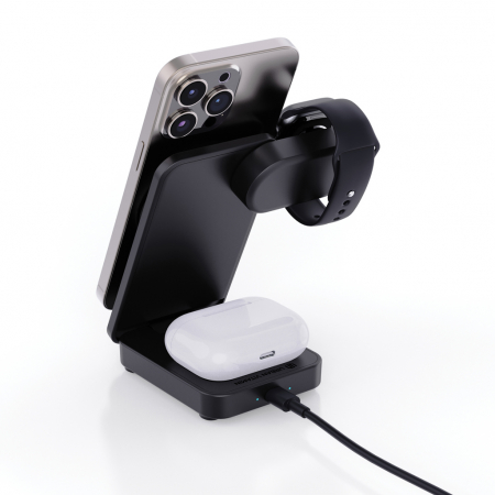 Incarcator wireless 3-in-1 magnetic 15W Urban Vitamin Arcadia, ABS reciclat RCS [3]