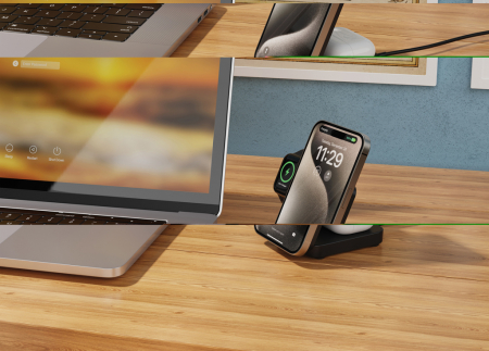 Incarcator wireless 3-in-1 magnetic 15W Urban Vitamin Arcadia, ABS reciclat RCS [12]