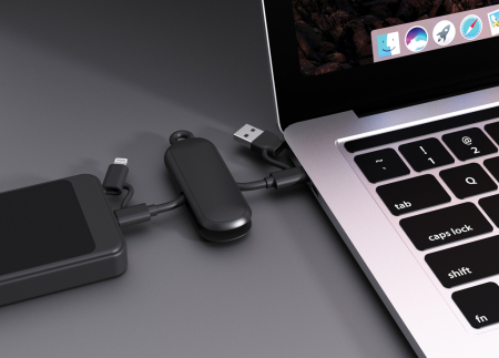 Cablu breloc Urban Vitamin Dublin 4-in-1, 100W PD, USB-C si iOS, 480 Mbps [10]