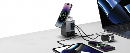 Statie incarcare Urban Vitamin Sacramento 105W GaN, wireless si cabluri retractabile [8]