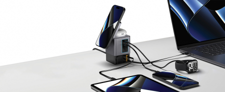 Statie incarcare Urban Vitamin Sacramento 105W GaN, wireless si cabluri retractabile [16]