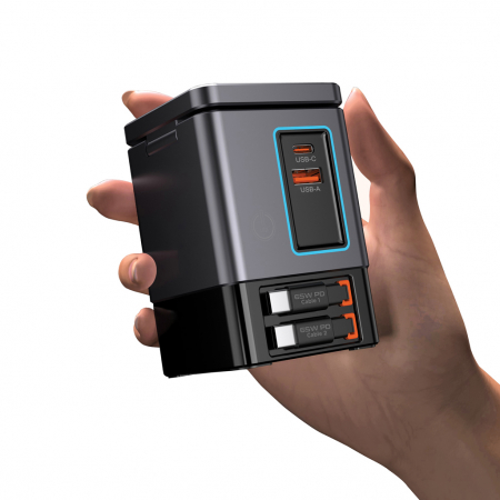 Statie incarcare Urban Vitamin Sacramento 105W GaN, wireless si cabluri retractabile [2]