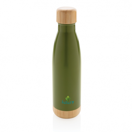 Sticla termos inox 520 ml cu capac si baza bambus [5]