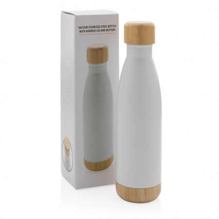 Sticla termos inox 520 ml cu capac si baza bambus [8]
