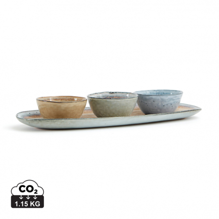 Casa si bucatarie - Set servire ceramica platou + 3 boluri, Vinga Nomimono
