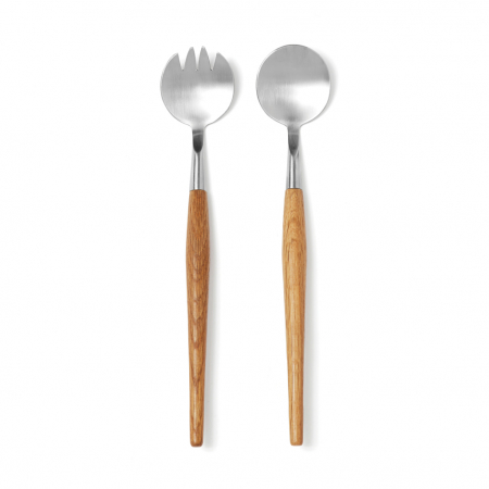 Set tacamuri servire VINGA Retro – design scandinav cu manere din stejar [1]