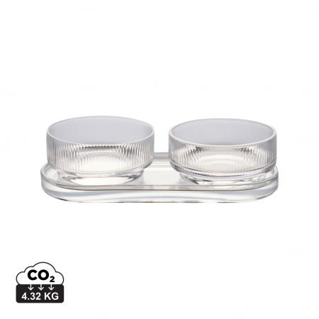 Noutati si inovatii - Set tapas VINGA York – 2 boluri sticla 250 ml cu tava eleganta
