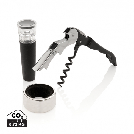 Seturi si accesorii pentru vin - Set vin Vino Sommelier 3 piese – tirbuson, dop si inel anti-picurare