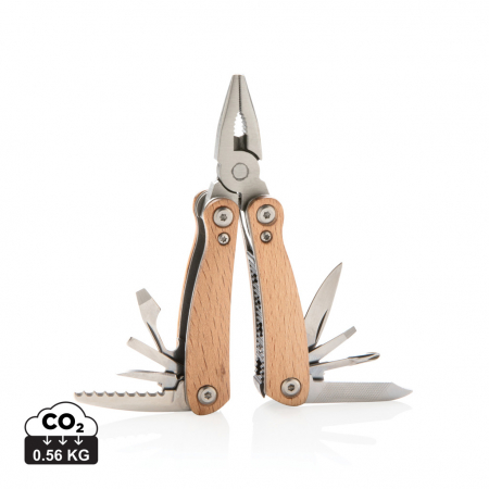 Unelte multifunctionale si bricege (multitools) - Multitool Wood Mini din lemn de fag si inox cu 12 functii